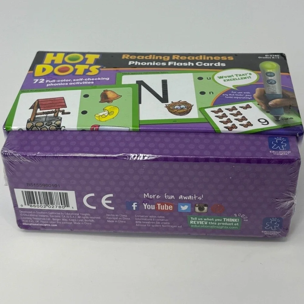 Hot Dots Reading Readiness Phonics Flash Cards Educational Insights EI-2780 K-1